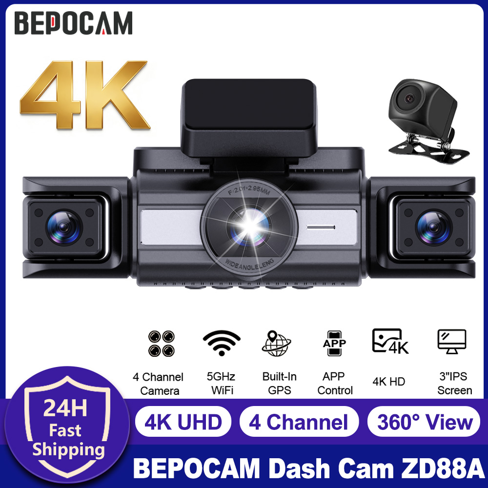 Panoramic Dash Cam 360 - BEPOCAM 4-Kanal Dashcam 4K Frontkamera 360°