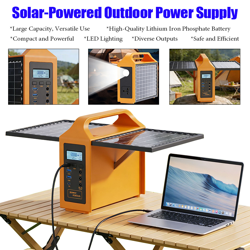 Solar Powered Charger - 150W Tragbare Solarstromstation mit LED-Licht &