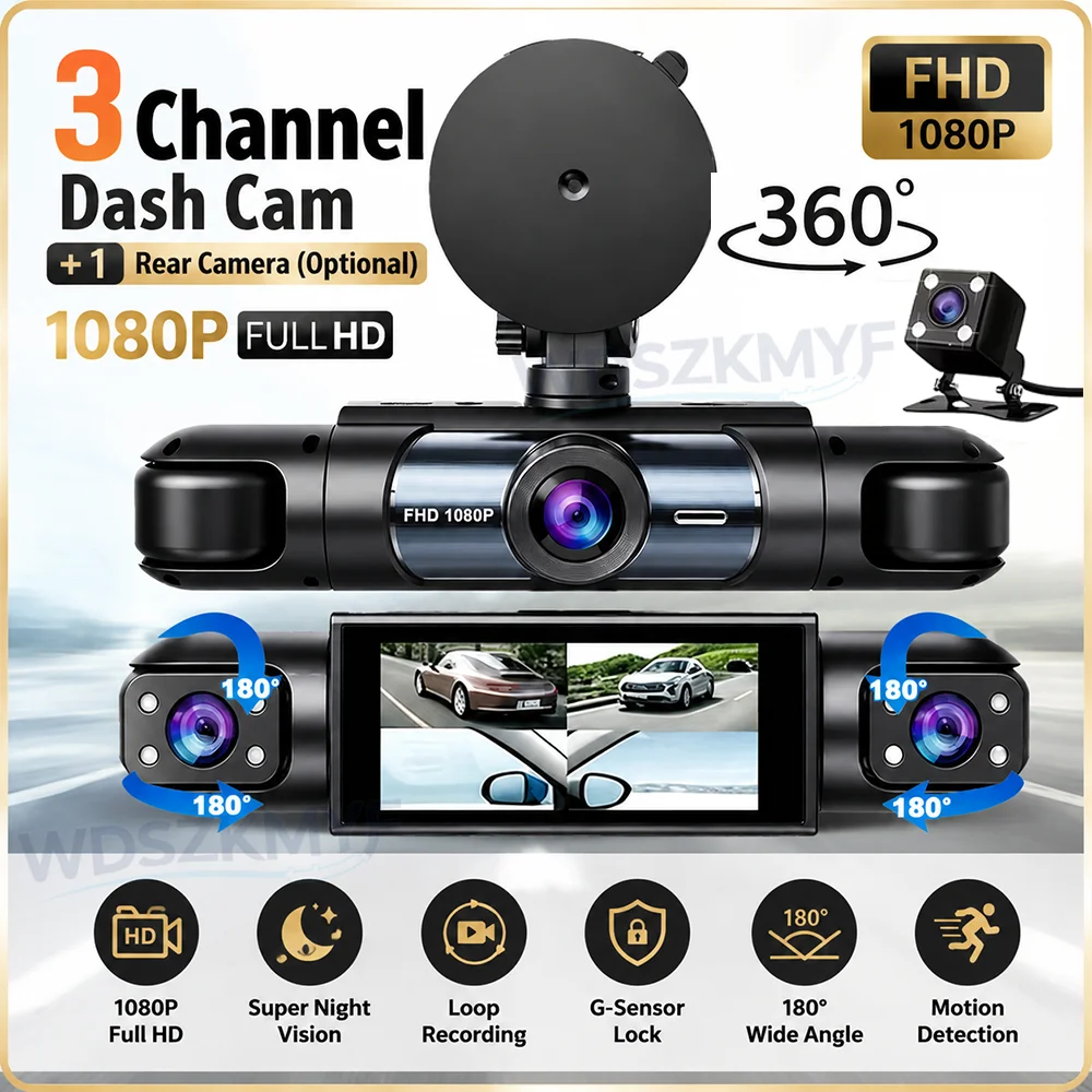 Panoramic Dash Cam 360 - HD 1080P 3/4H 360 ° Panorama-Dashcam