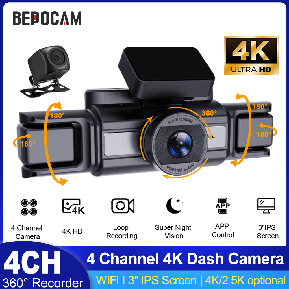BEPOCAM 4CH 4K Dashcam für Aut – Panoramic Dash Cam 360 Bewertung und Preis